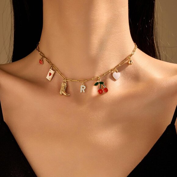 Elegant Initial Necklace with Western Charms – Perfect for Boho Style Lovers - Picture 2 of 9